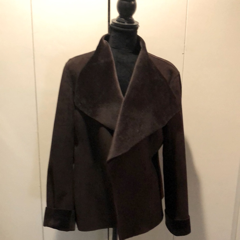 Brown faux suede leather jacket